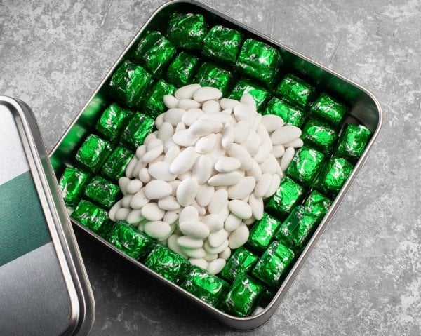 Metal Kutu Badem Şekeri-Fıstık Ezmesi