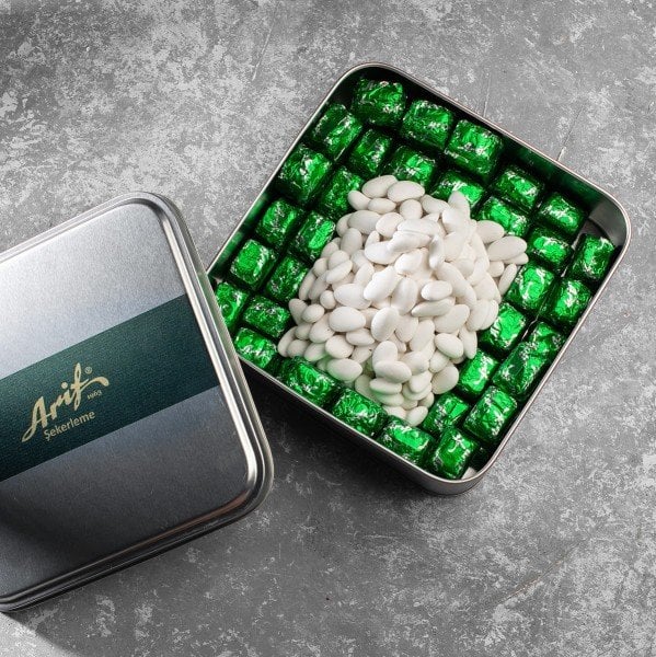 Metal Kutu Badem Şekeri-Fıstık Ezmesi